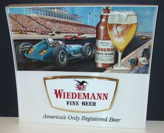 VINTAGE WIEDEMANN BEER SIGN INDY 500 INDIANAPOLIS AUTO RACE CARS 