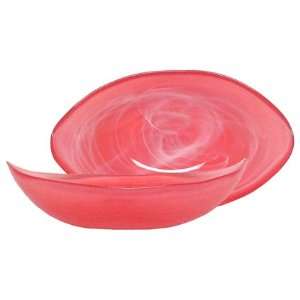  Colorful Art Glass Rose Small Boat Bowl 9 1/2x6x2 3/4 
