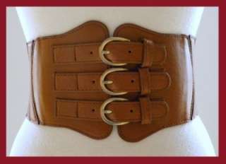 Buckle Leather Corset High Waist Belt Caramel Tan New  