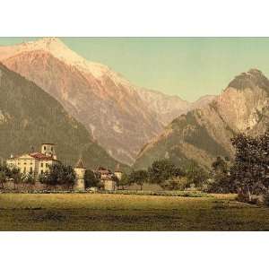 Vintage Travel Poster   Chateau de Werra Valais Switzerland 24 X 17.5