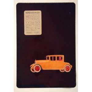 1920 Ad Vintage Nordyke Marmon 34 Orange Antique Car   Original Print 