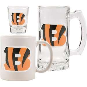  Cincinnati Bengals Glassware Set 3D Logo Tankard, Coffee Mug, Shot 