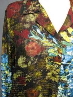 CITRON Santa Monica Watercolor Silk Blouse Top Shirt Medium Petite 