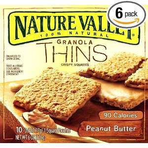 Nature Valley Granola Thins, Peanut Butter, 6 Ounce (Pack of 6 