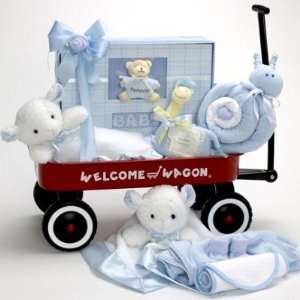 Welcome Wagon Baby Gift for Newborn Boys Featuring the Forever Baby 