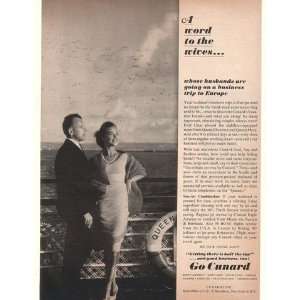  1962 Cunard Take Wife Business Trip to Europe Print Ad 