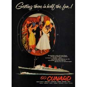  1956 Ad Cunard Line Cruise Ship Transatlantic Travel 