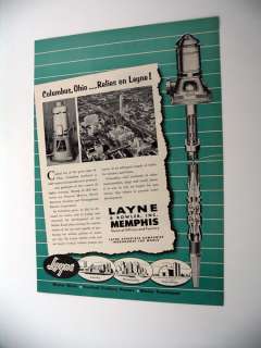 Layne Pumps Nelson Rd Water Plant Columbus OH print Ad  