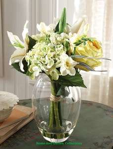 White Tiger Lily Floral Bouquet Arrangement In Vase with Acrylic Water 