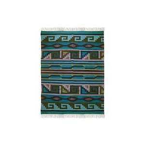  NOVICA Wool rug, Pacific Night (4x5.5)
