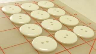 12 plastic 2 hole buttons smooth front eggshell white 7/8 23mm  