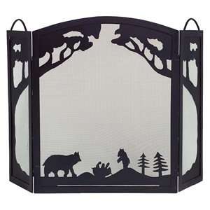  Bear in the Woods Black Wrought Iron Screen