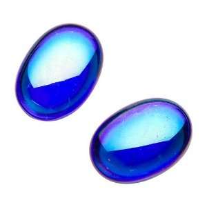  Vintage German Glass Cabochons Beads Cobalt Blue AB 25mm x 