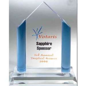 Sapphire Peak   Optically perfect award with pillars of blue glass 