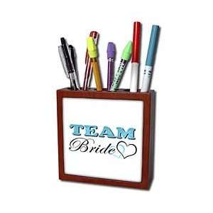 Designs Wedding   Wedding Party   Team Bride   Blue   Tile Pen Holders 