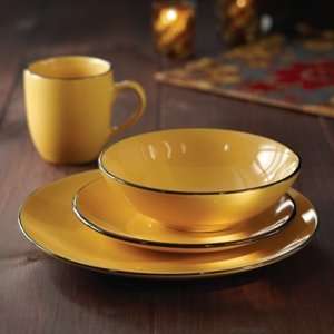 American Atelier Classic Piping Yellow Dinnerware  16 