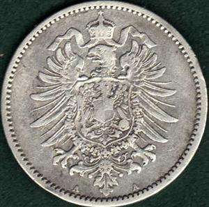 ERROR OPPORTUNITY Germany 1 Mark 1875 A Silver Coin  