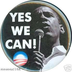  CAMPAIGN PINS BUTTONS Yes We Can Obama 2008   2 1/4 