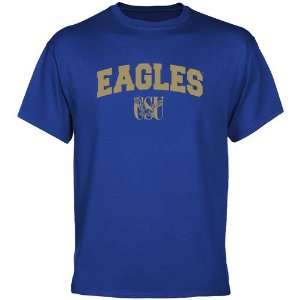  Coppin State Eagles Royal Blue Logo Arch T shirt Sports 