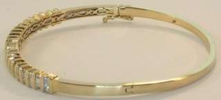 14k yellow gold 1ct diamond bangle bracelet vintage 15.5g estate 