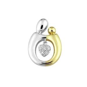  Mother and Child® Diamond Dangle Heart Pendant .03ctw 