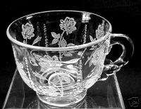 Elegant Heisey Glass ROSE etched Cups Waverly Blank  