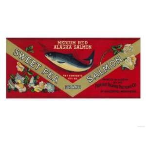 Sweet Pea Salmon Can Label   Anacortes, WA Giclee Poster 