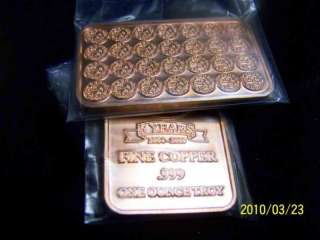 ONE TROY OUNCE OF.999 FINE COPPER ART BAR BRAND NEW  