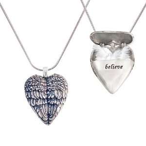Alexas Angels Necklace Feather Wish Heart Locket with Real Feathers 
