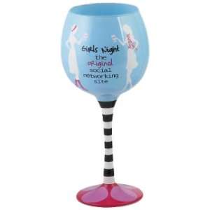  Mud Pie Social Network Hand Painted Wine Glass Kitchen 