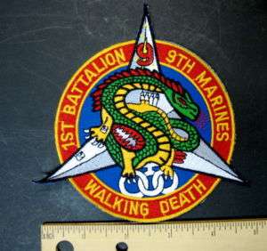 USMC Patch for 1ST BN. 9th MARINES WALKING DEATH  