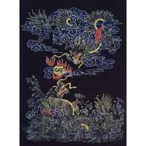  Sea vs. Sky Dragon ~ Batik Tapestry