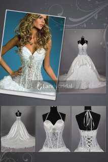   Ivory Lace Satin A line Wedding Dress Bridal Gown Custom Size  