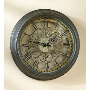  Large Antique Verdigris Clock with Scrollwork Hands and 
