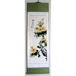  Chinese Watercolor Painting Scroll Flower Wall Decor 