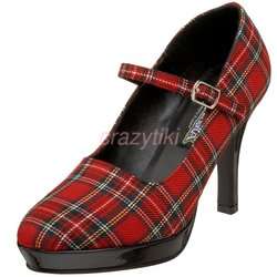 NIB Red Plaid School Girl Mary Jane Pumps Shoes 8 7.5 COLLEGE 04 
