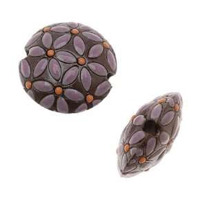  Golem Studio Glazed Ceramic Lentil Bead Brown With Purple 
