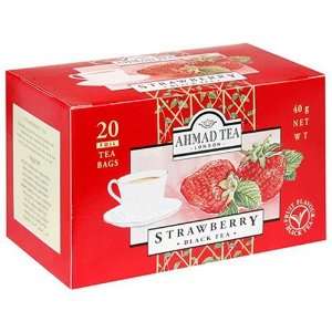 Ahmad Tea Strawberry Black Tea, Tea Bags, 20 count Boxes (Pack of 6)