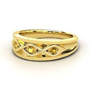  Triple Twist Ring, 14K Yellow Gold Ring with Citrine 