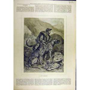  1877 Highlands Hunting Shooting Hounds Scotland Print 