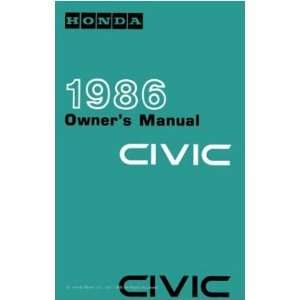  1986 HONDA CIVIC Owners Manual User Guide Automotive