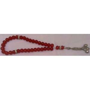  10 Red Stone Muslim Prayer Chain Tasbieh 