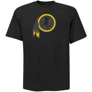  Washington Redskins Black on Black Logo T Shirt Sports 