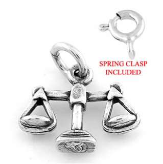 SILVER LAW SCALES OF JUSTICE CHARM W/SPRING RING CLASP  