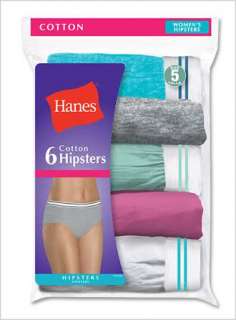 NEW Hanes Womens Cotton Hipsters Wedgie Free 6 Pack PP41SC. Size 5 