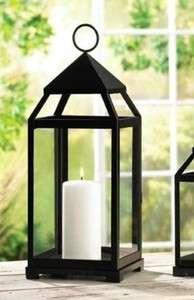   simple Black Garden Candle Lantern holder wedding party centerpiece
