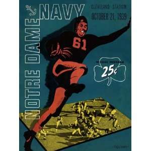   Irish vs Navy Midshipmen 22 x 30 Canvas Historic Football Poster