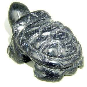  Talisman Good Luck Turtle Blue Goldstone Gemstone Carving 