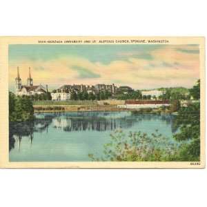  1940s Vintage Postcard Gonzaga University and St. Aloysius 