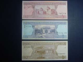 Afghanistan 1979 2002 UNC Paper Money Banknote 8pc Set  